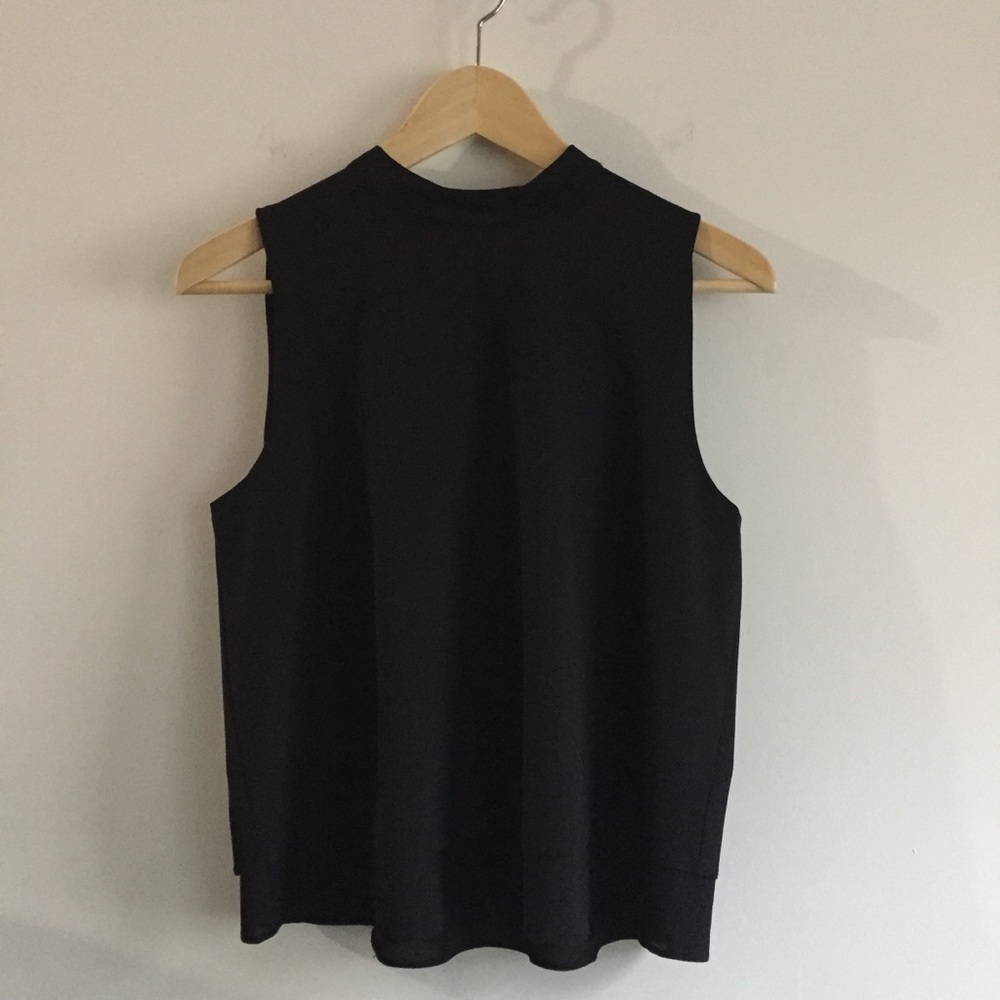 Black Mock Neck Tank Top